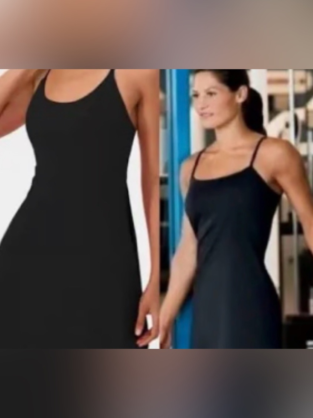 Athleta Black Cami Mini Dress Built-in Bra Adjustable Straps 47185A Small EUC